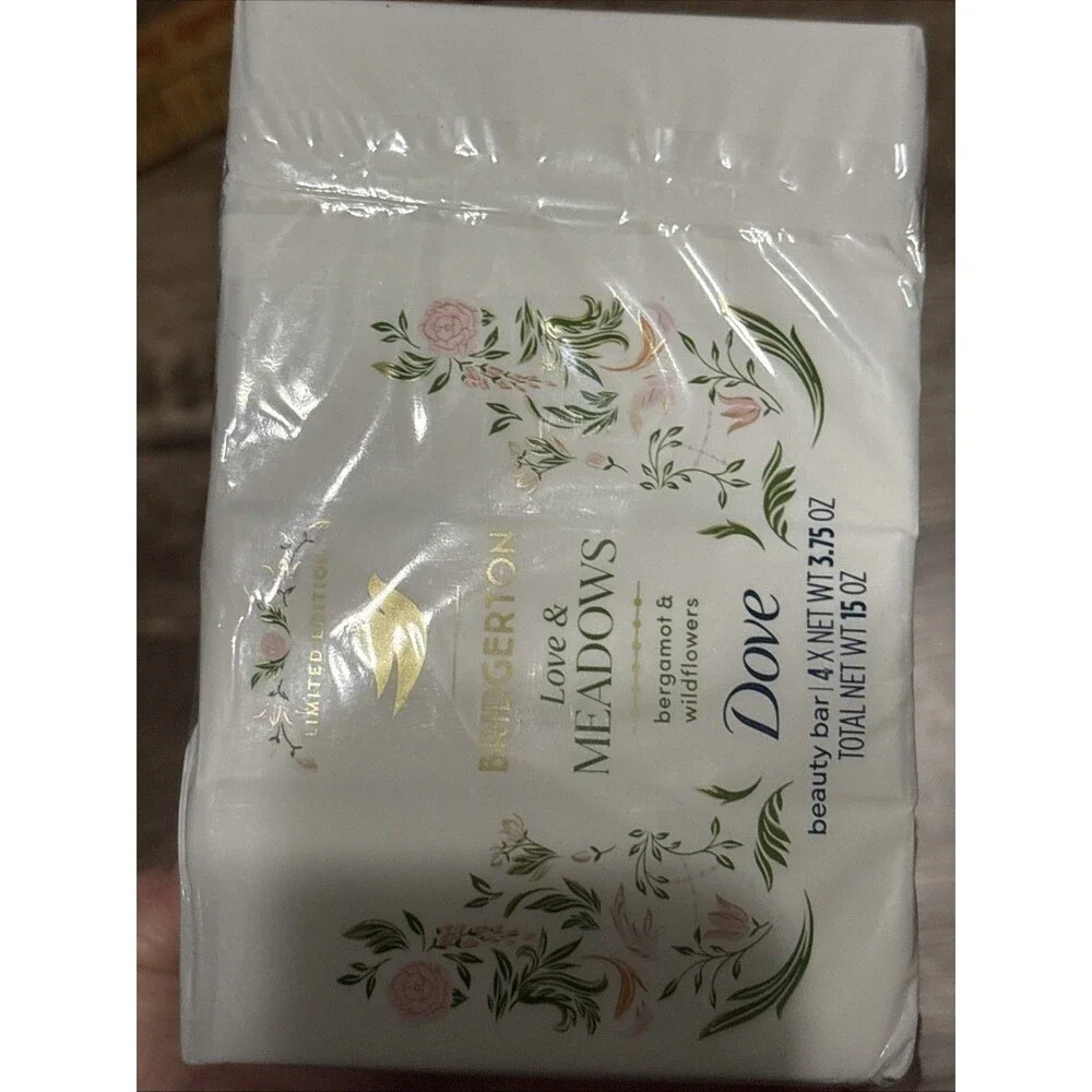PACK OF 4 Bridgerton LOVE & MEADOWS Soap DOVE BEAUTY BARS Bergamot & Wildflowers